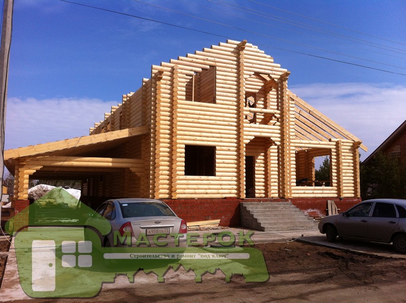строительство дома с деревянным гаражом